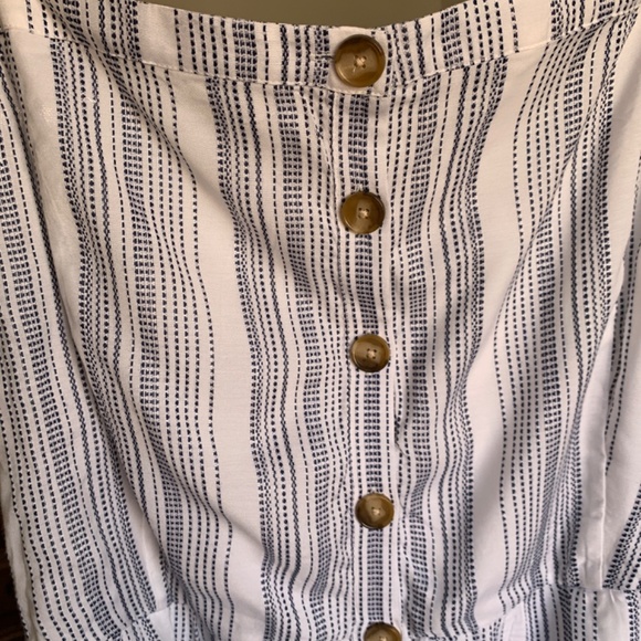 LOFT White and Black Striped Midi Dress - Picture 4 of 8